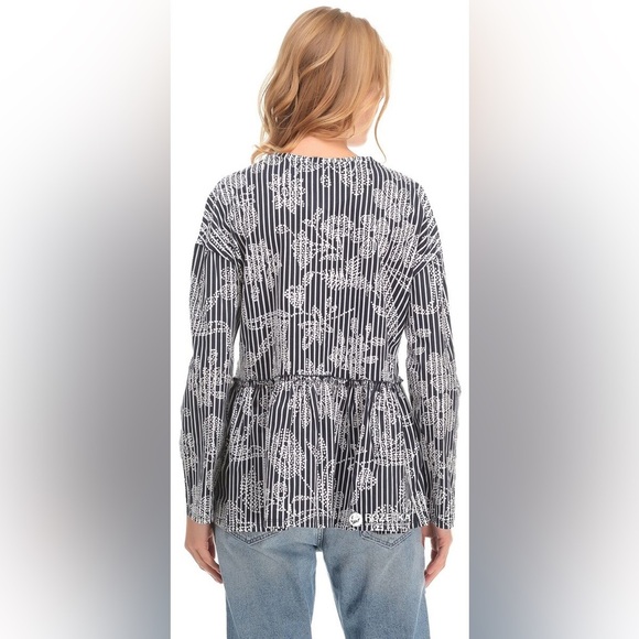 Zara | Floral and Stripes Peplum Top - Picture 2 of 13